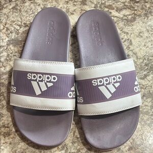 Adidas Lavender and White Slides